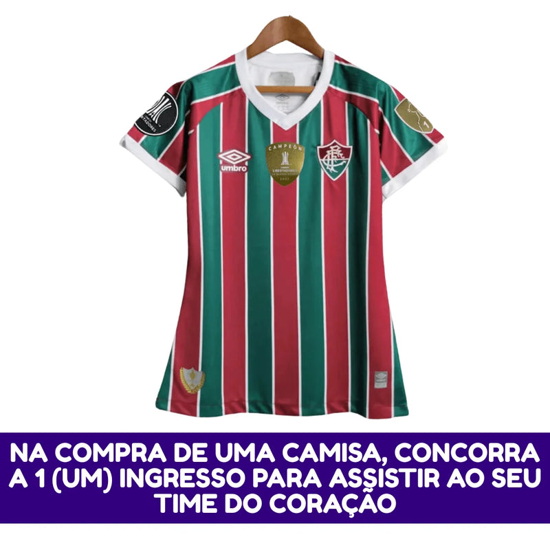 Camisa Feminina Fluminense 2023/24 - Torcedor Patchs Campeão Libertadores