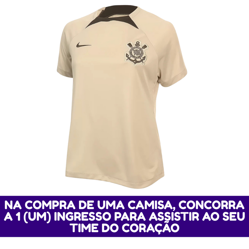 Camiseta Corinthians Treino 2024 Feminina - Bege